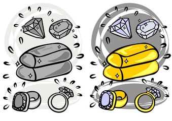 złoto diamenty kolorowa i szara ilustracja finansowa © demonique