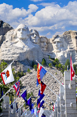 Mount Rushmore With  State Flags