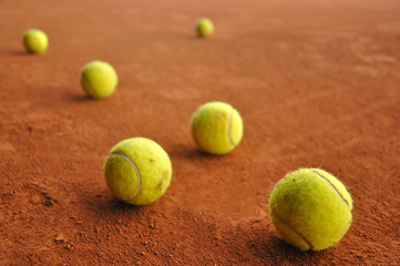 tennis balls on the court