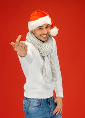 handsome man in christmas hat