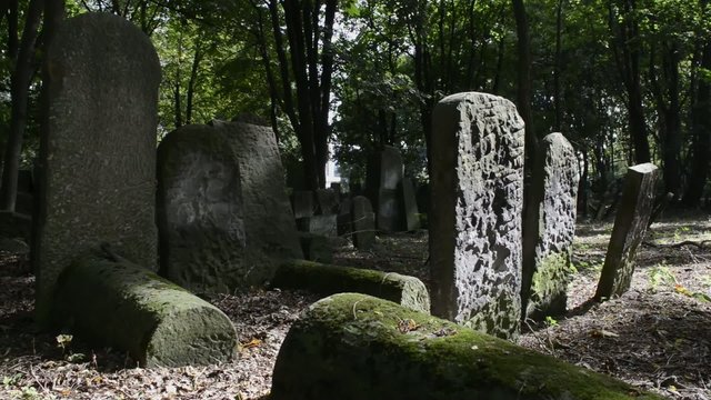 Old graves at Jewish cemetery, Okopowa Street in Warsaw,
