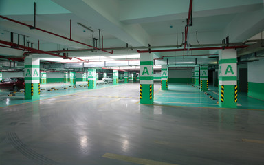 Half empty underground garage or parking