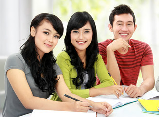 Group of students studying together