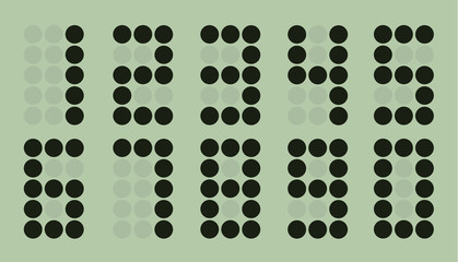 Set of gray dot digital number