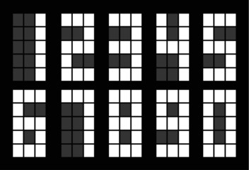 Set of white square digital number