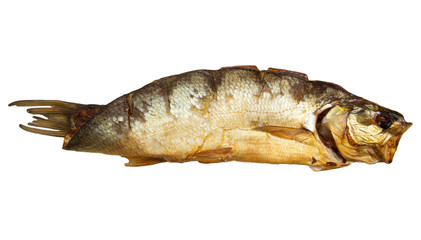 smoked fish on a white background