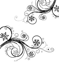 winter floral background with snowflakes