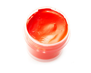 red gouache on white background