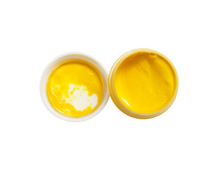 yellow gouache on white background