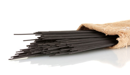 Black  spaghetti isolated on white