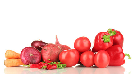 fresh red vegetables isolated on white