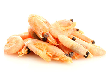 Boiled shrimps isolated on white