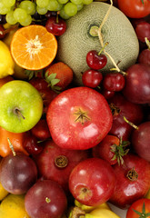 Top view group of fresh fruits background