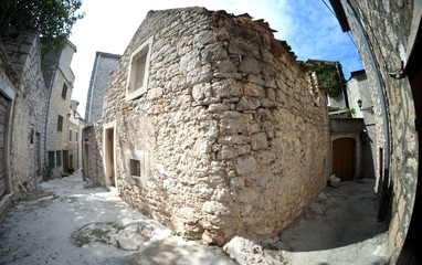 Narrow old street in stone, Croatia