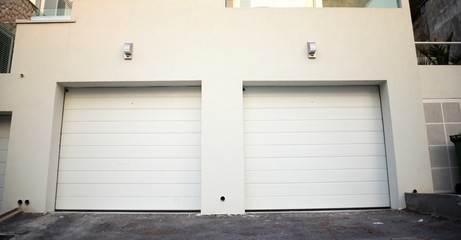 Garage doors at a modern building