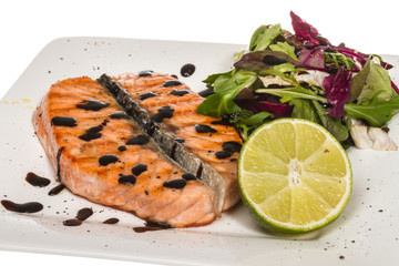 savory fish portion : roasted norwegian salmon fillet garnished