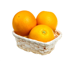 heap of oranges in the dish on white background