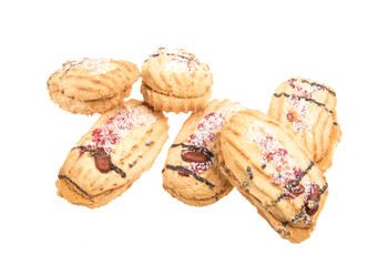 Heap of delicious  cookies isolated on white background