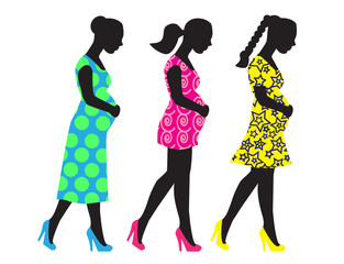 Silhouettes of pregnant woman