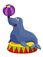 illustration of Circus seal playing a ball