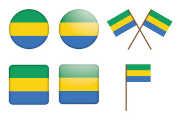 set of badges with flag of Gabon vector illustration