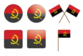 set of badges with flag of Angola vector illustration