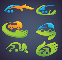 ecological transport, vector collection of icons and symbols