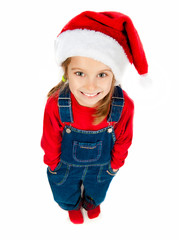 little girl in the santa claus hat