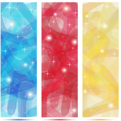 Scribble banners in colors blue, red and gold