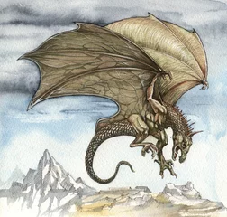 Papier Peint photo autocollant Dragons Dragon volant