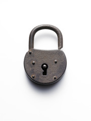 old padlock on white background