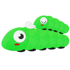 Rice paper cut cute green worm and baby