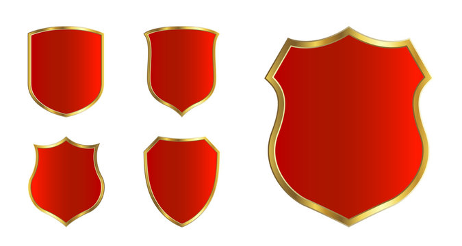 red shields in gold canvas