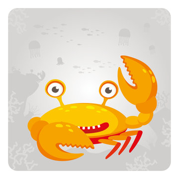 Vector Image crab on a gray background