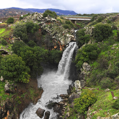 Eagle falls in the winter at the Golan Heights (Israel)