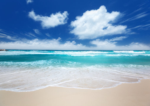 beach on La Digue island in Seychelles