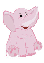 Cute pink elephant calf isolated on a white background