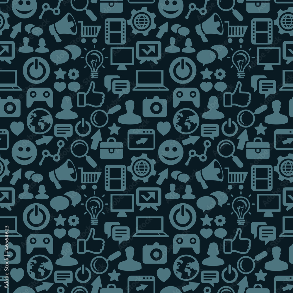 Poster vector seamless pattern with social media icons