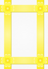 gray background with yellow stripes and a flower