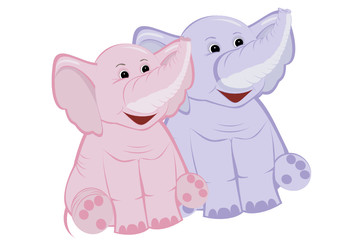Two cute lilac and pink elephants
