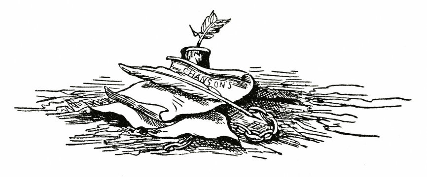 Inkstand and manuscript