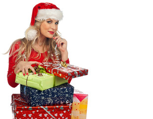 woman holding christmas gifts