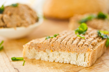 Bread with liver pate