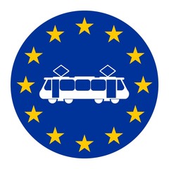 Tramway dans un drapeau europ&eacute;en