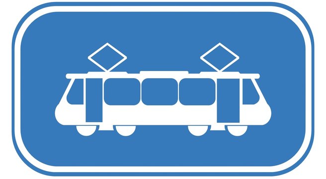 Tramway dans un panneau