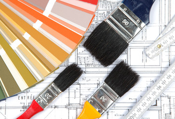 tools for home renovation onarchitectural drawing