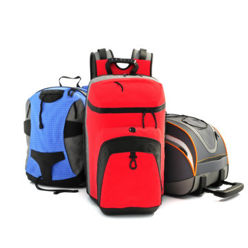 Sport Hiking Backpacks On A White Background