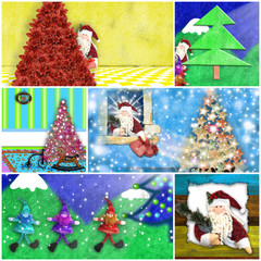 card merry christmas santa collage