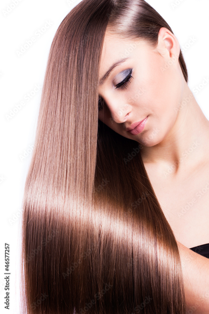 Wall mural woman with healthy long hair