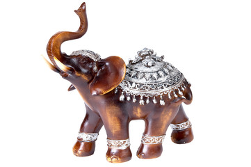 Plastic gray elephant figurine isolated on white